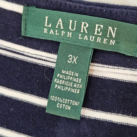 Lauren Ralph Lauren Navy White Dress Striped Sleeveless Lace-Up Nautical 3X - Picture 7 of 10